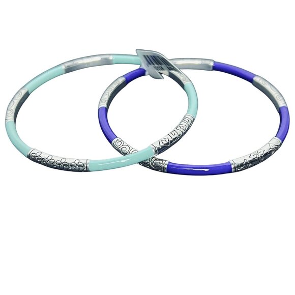 Set OF 2 Brighton Caramba Silver Tone And Enamel Bangle Bracelets (5943) - Picture 2 of 3